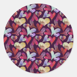 Watercolor Hearts, Round Sticker, Glossy Classic Round Sticker