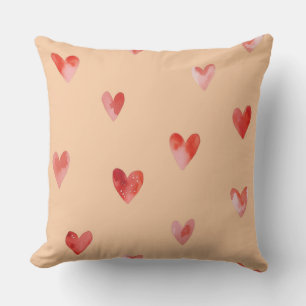 Watercolor Hearts Seamless Pattern Cushion