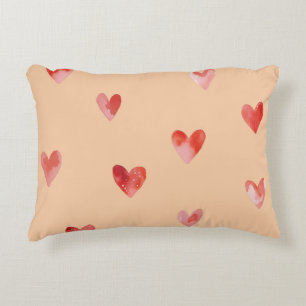 Watercolor Hearts Seamless Pattern Decorative Cushion