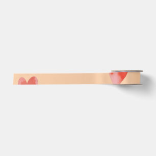 Watercolor Hearts Seamless Pattern Satin Ribbon