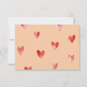 Watercolor Hearts Seamless Pattern Thank You Card