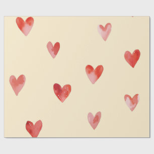 Watercolor Hearts Seamless Pattern Wrapping Paper