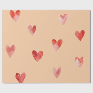 Watercolor Hearts Seamless Pattern Wrapping Paper