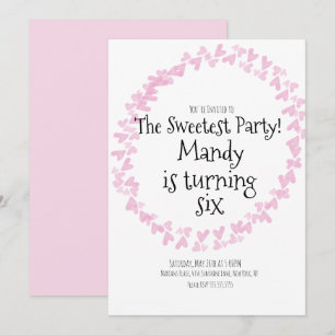 Watercolor Hearts Stamp Wreath Birthday  Invitation