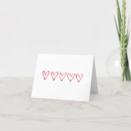 Watercolor Hearts Thank You Card