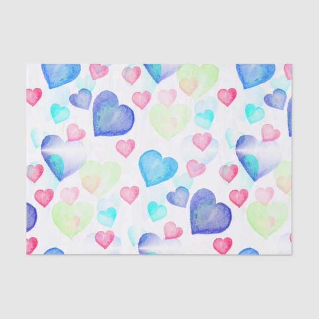 Watercolor Hearts Tissue Paper (Front)