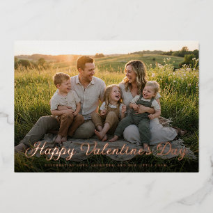 Watercolor Hearts Valentine Photo Foil Holiday Card