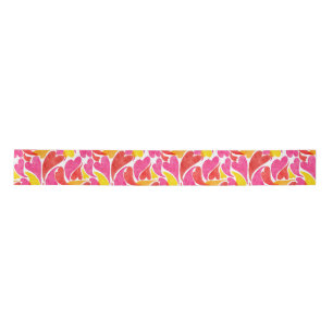 Watercolor Hearts Valentines Love Pink Red Yellow Satin Ribbon