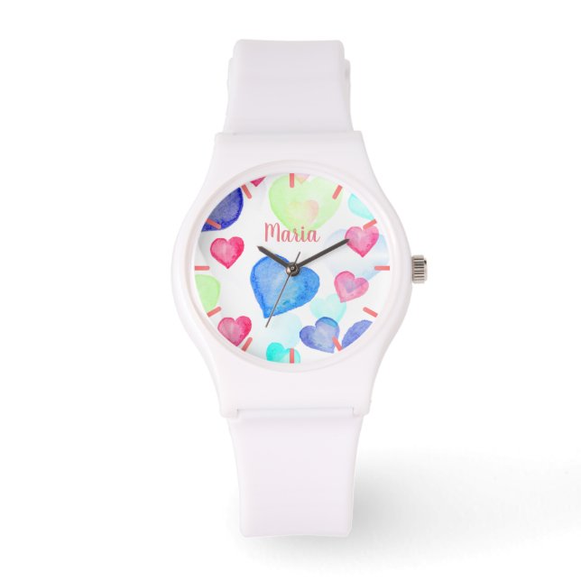 Watercolor Hearts Watch (Front)