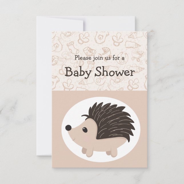 Watercolor Hedgehog Animal Baby Shower Fun PARTY Invitation (Front)