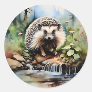 Watercolor Hedgehog Animal Classic Round Sticker