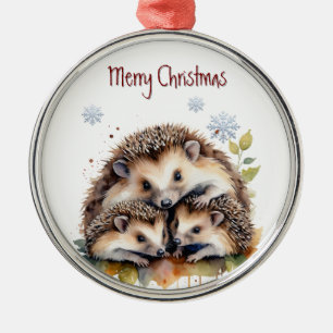 Watercolor Hedgehog Animal Nature Art Metal Tree Decoration