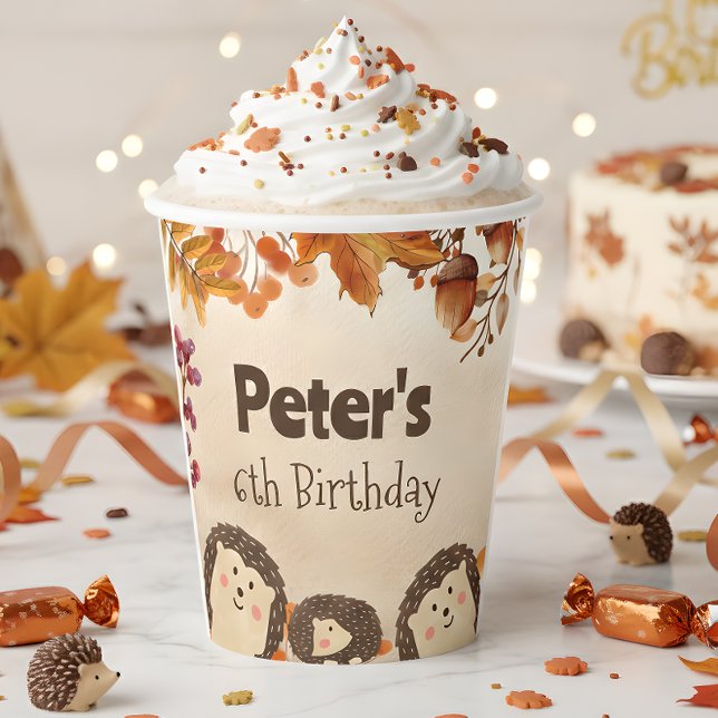 Watercolor hedgehog Birthday Paper Cups (Creator Uploaded)