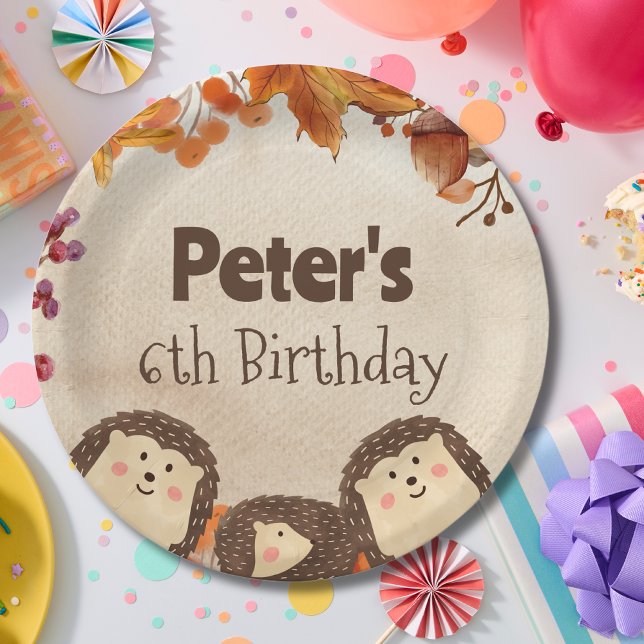 Watercolor hedgehog Birthday Paper Plate (Creator Uploaded)