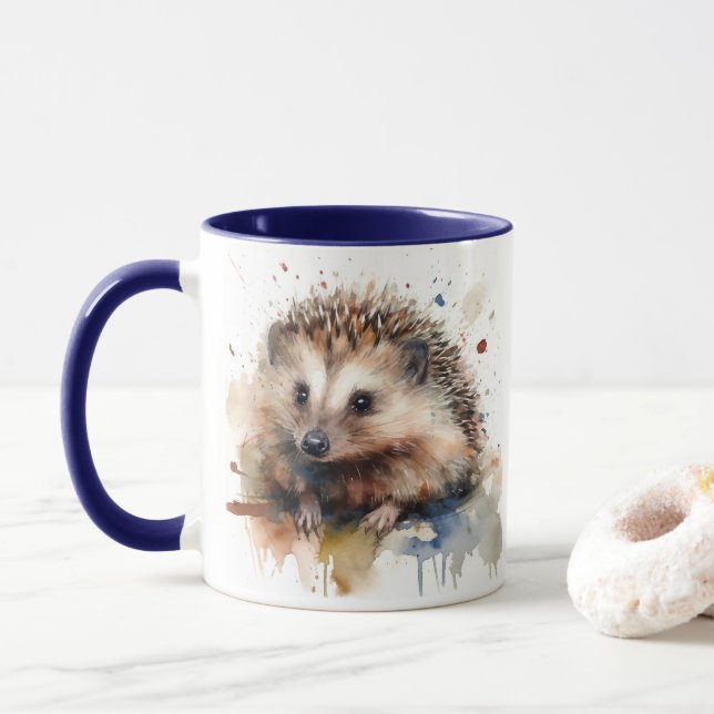 Watercolor Hedgehog mug (With Donut)