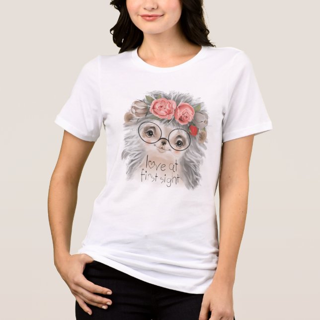 Watercolor Hedgehog Tri-Blend Shirt (Front)
