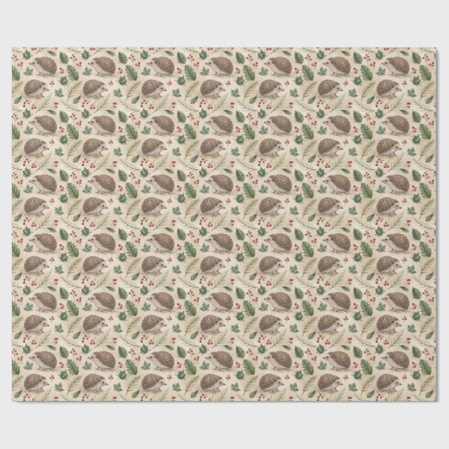 Watercolor Hedgehog Wrapping Paper (Flat)