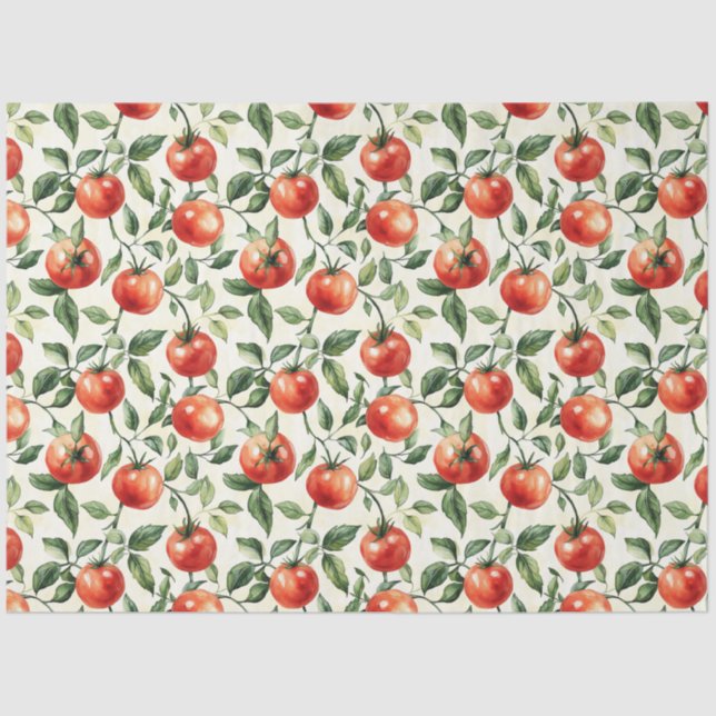 Watercolor Heirloom Tomato Pattern Tissue Paper (Front)