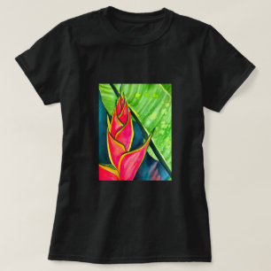 Watercolor heliconia tropical flower T-Shirt
