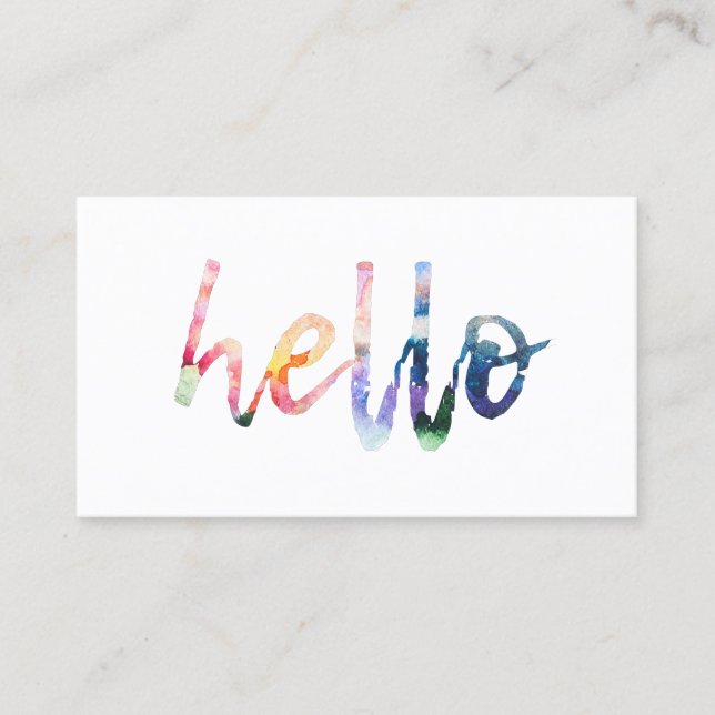 Watercolor Hello  Business Card (Front)