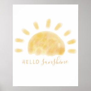 Watercolor “Hello Sunshine” Sun Wall Art
