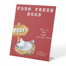 Watercolor Hen Farm Fresh Eggs 