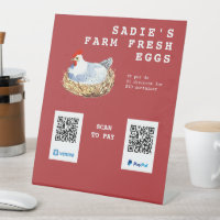 Watercolor Hen Fresh Eggs QR Code Payment