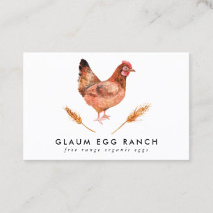 Watercolor Hen Organic Eggs Business Card