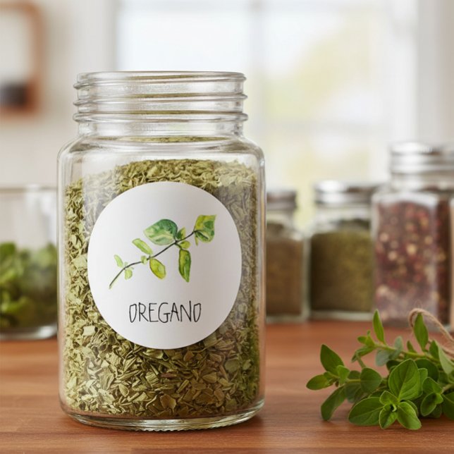Watercolor Herb Oregano  Classic Round Sticker (Creator Uploaded)