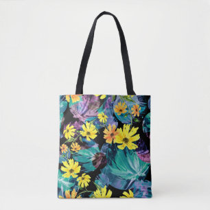 Watercolor Herbal Medley: Creative Pattern Tote Bag