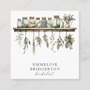 Watercolor Herbalist Herbal Medicine Botanicals Square Business Card