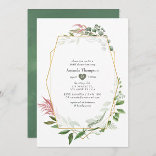Watercolor Herbarium Geometric Bridal Shower Invitation