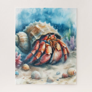 Watercolor Hermit Crab Jigsaw Puzzle