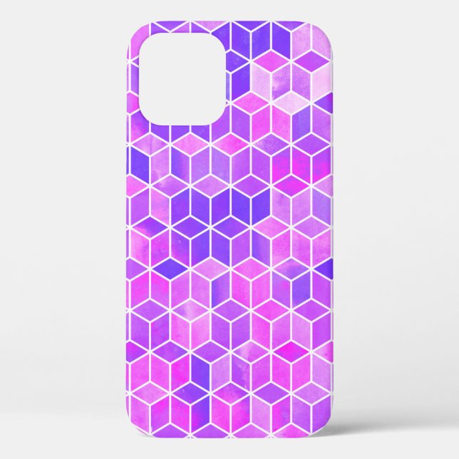 Watercolor hexagon illustration pattern Case-Mate iPhone case (Back)