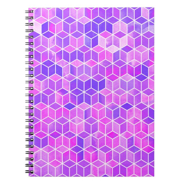 Watercolor hexagon illustration pattern notebook (Front)