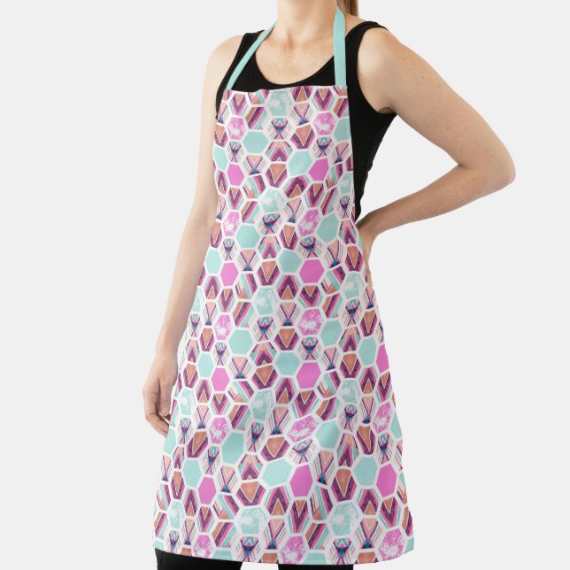 Watercolor Hexagon Pattern Apron (Insitu)