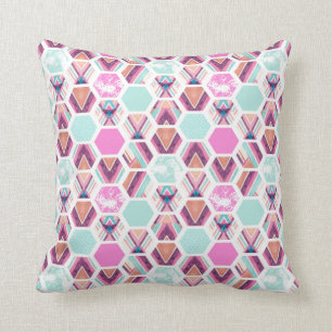 Watercolor Hexagon Pattern Cushion
