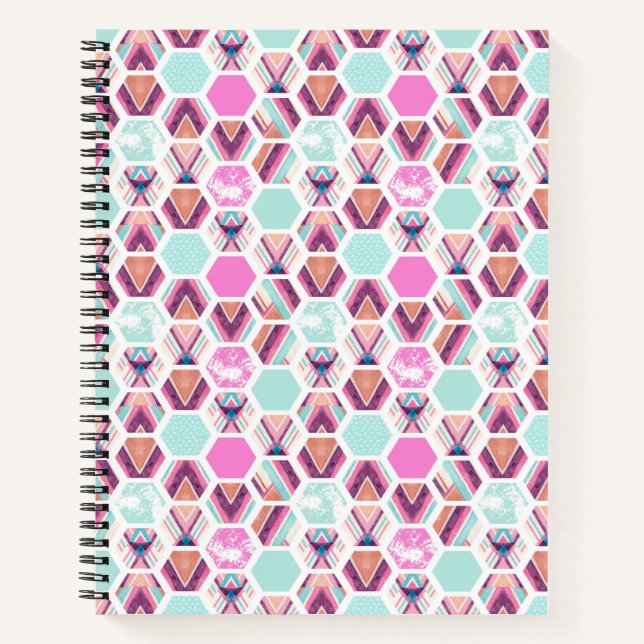 Watercolor Hexagon Pattern Notebook (Front)