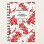 Watercolor Hibiscus and Lantana Pattern Custom Planner<br><div class="desc">Tropical custom custom planner featuring watercolor pattern of red hibiscus and colourful lantanas. Personalise by adding your name or short phrase. This tropical floral pattern planner will be perfect as a personalised gift. Matching items are available.</div>