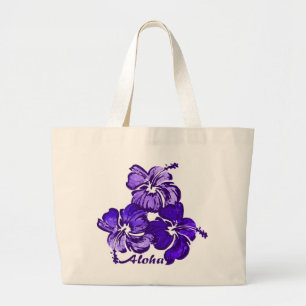 Watercolor Hibiscus Beach Bag