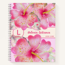 Watercolor Hibiscus Flower Monogram