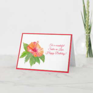 Watercolor Hibiscus Happy Birthday Sister-in-Law  Card