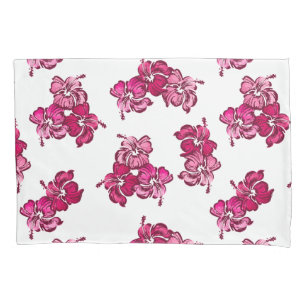 Watercolor Hibiscus Hawaiian Floral Reversible Pillowcase