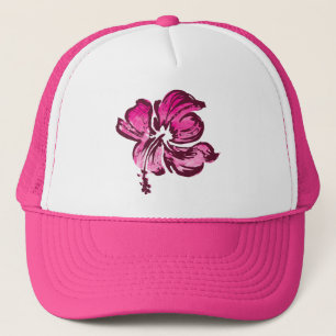 Watercolor Hibiscus Hawaiian Floral Trucker Hat