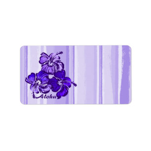 Watercolor Hibiscus Hawaiian Tropical Label