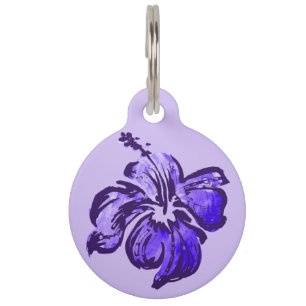 Watercolor Hibiscus Hawaiian Tropical Pet Tag