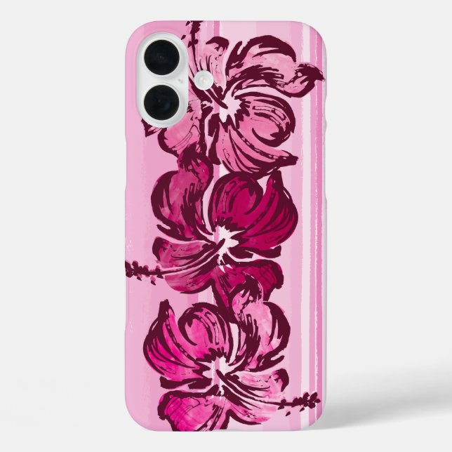 Watercolor Hibiscus Hawaiian Tropical Pink Case-Mate iPhone Case (Back)