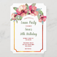 Watercolor Hibiscus Luau Adult's Birthday Party