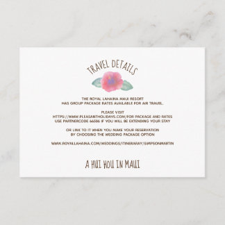 Watercolor Hibiscus Maui Wedding Enclosure Card