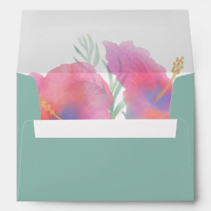 Watercolor Hibiscus Maui Wedding Envelope